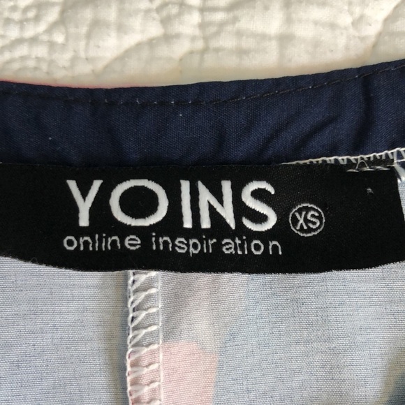 YOINS Woman Floral Blue Long Sleeve Round Neckline Size XS - Picture 9 of 11